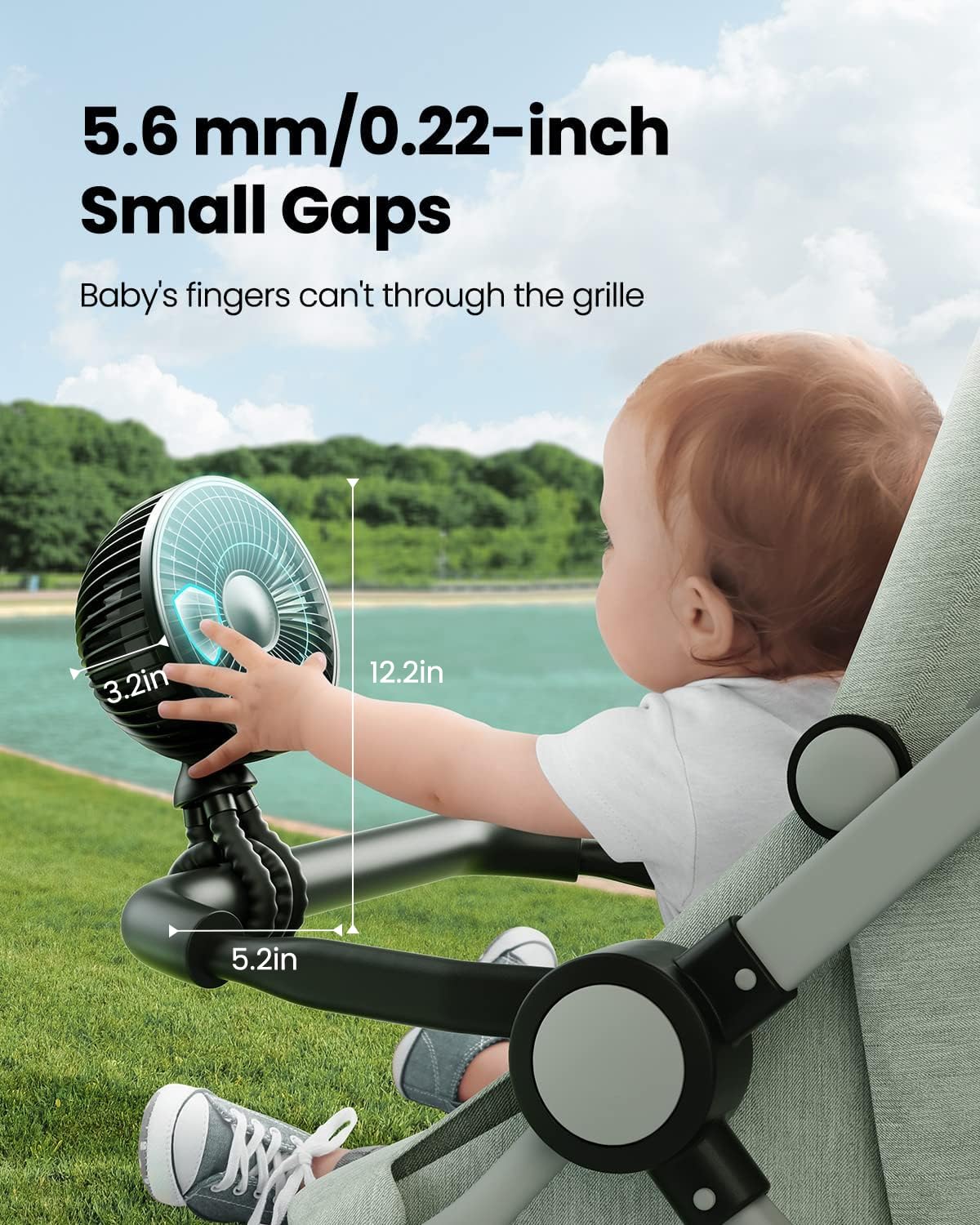 Foto 4 pulgar | Ventilador De Cochecito Gaiatop Portátil De 4000 Mah Con Luz De 4 Velocidades, Color Negro - Venta Internacional.