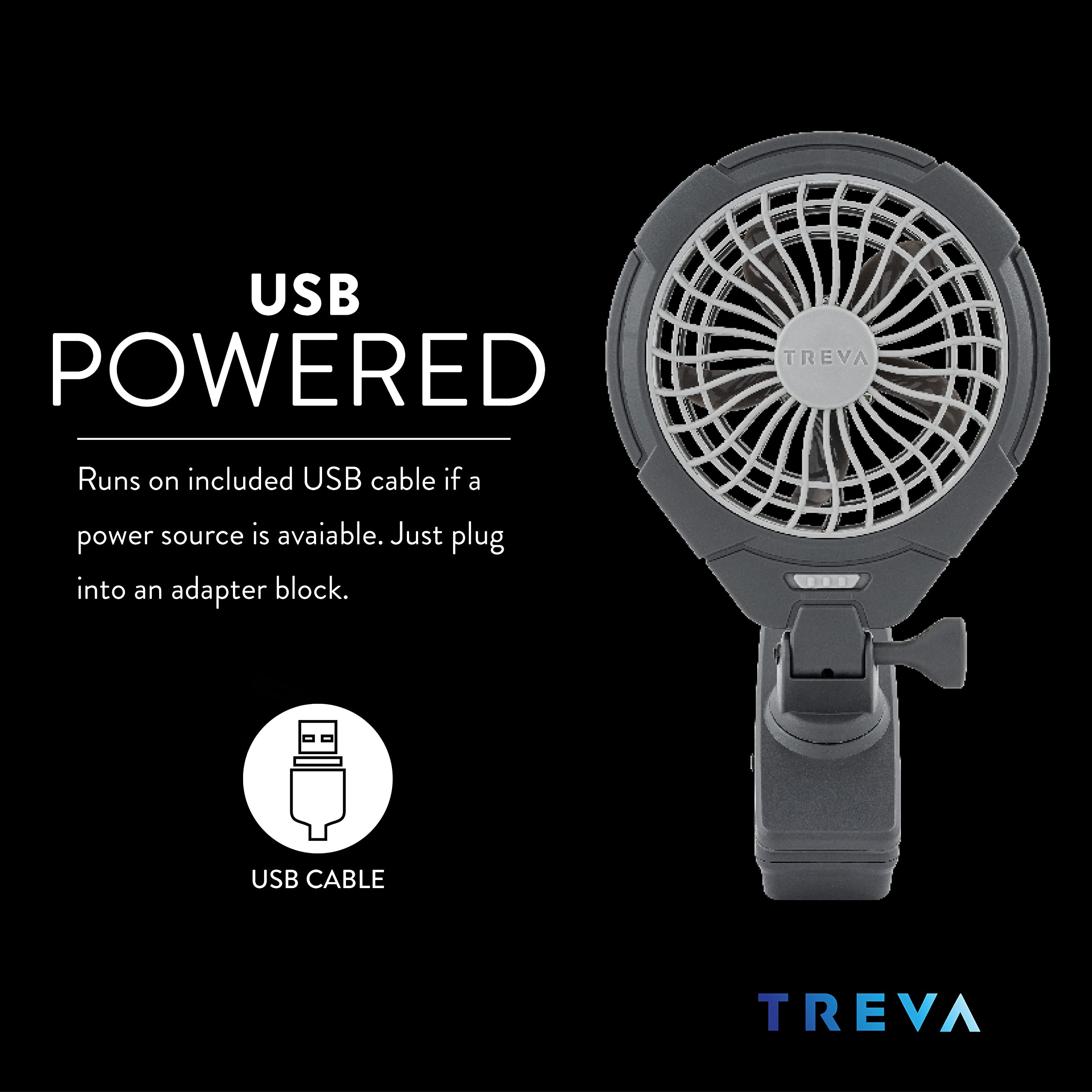 Foto 4 | Ventilador Con Clip O2cool Treva, Batería De 2 Velocidades Y Usb De 12,7 Cm, Color Gris - Venta Internacional.