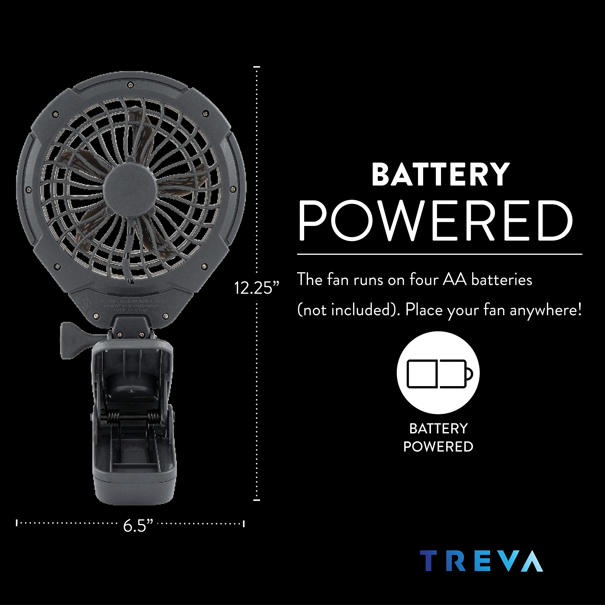 Foto 5 | Ventilador Con Clip O2cool Treva, Batería De 2 Velocidades Y Usb De 12,7 Cm, Color Gris - Venta Internacional.