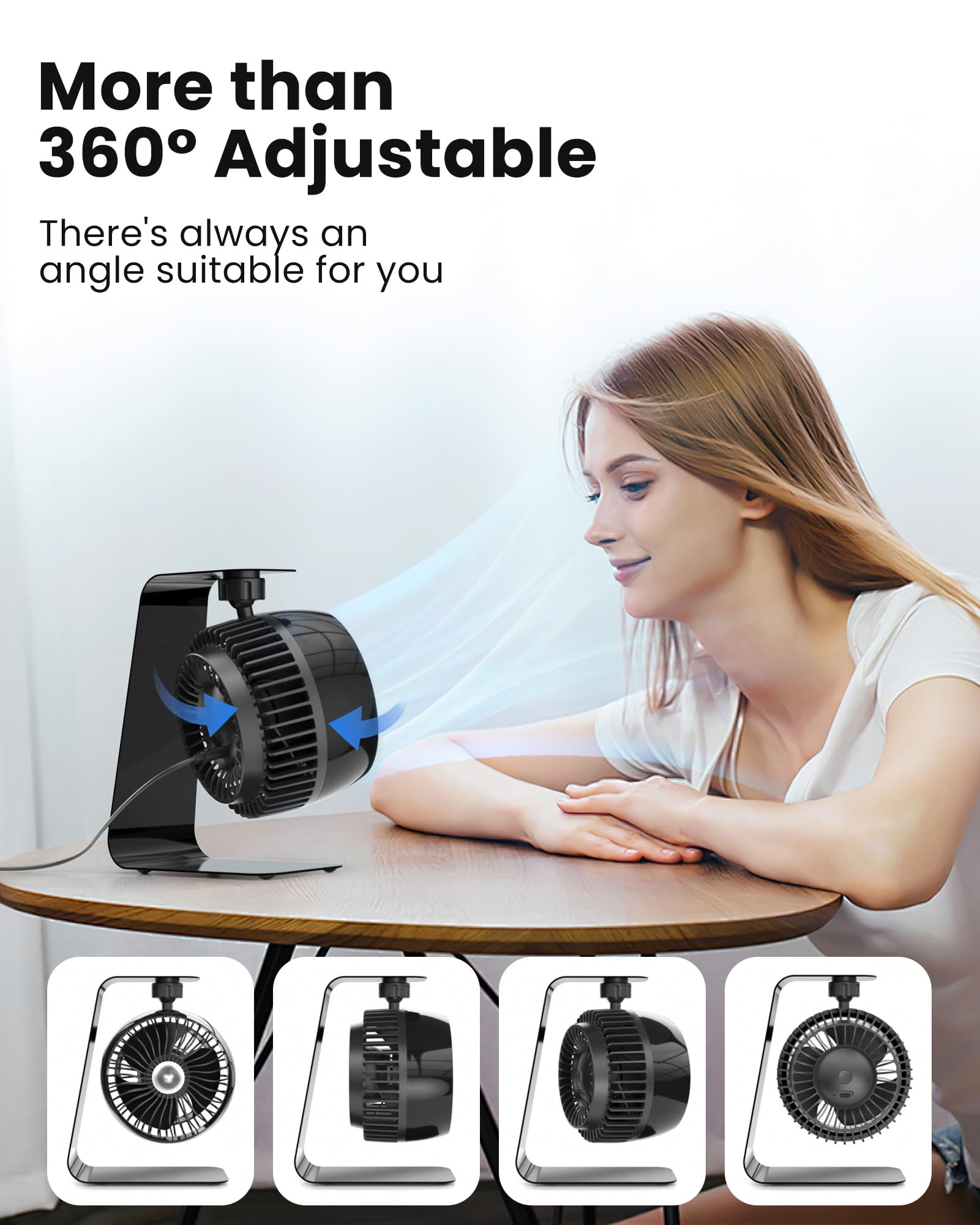 Foto 7 pulgar | Ventilador de Escritorio Koonie Metal Usb 4" Negro - Venta Internacional