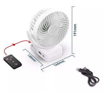 Foto 4 | Ventilador Pequeño Carga Usb Personal Portátil De 8000 Mah Blanco