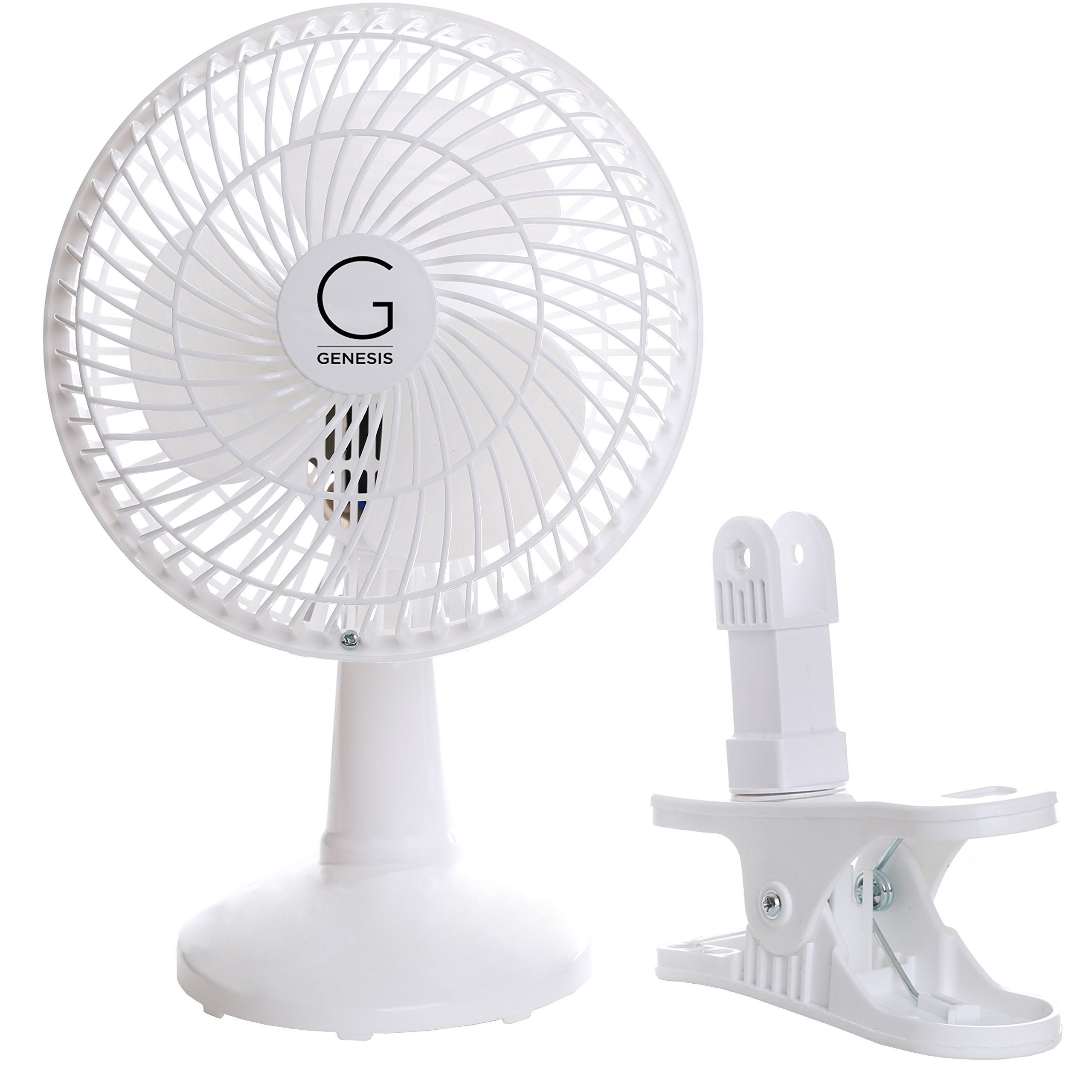 Mesa Convertible Fan Genesis Clip Con Clip De 6 Pulgadas, Color Blanco - Venta Internacional.