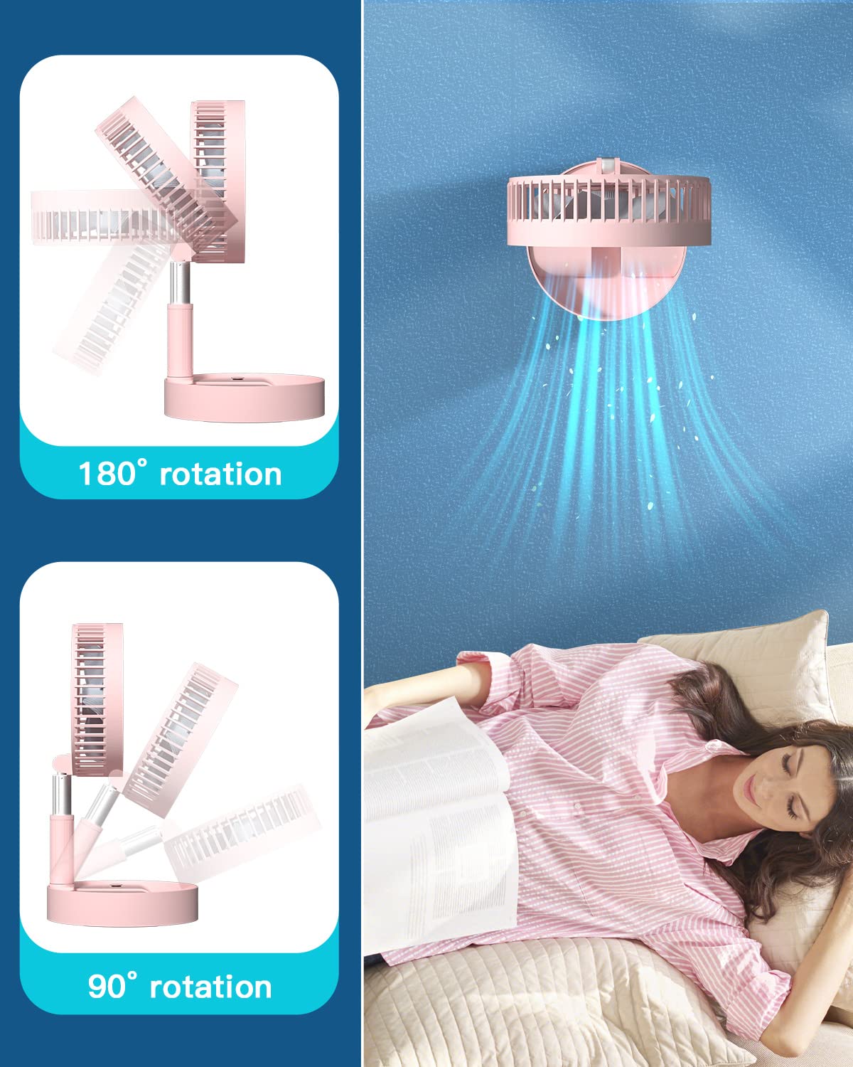 Foto 5 | Ventilador De Pie Aicase, Plegable, Portátil, Telescópico Con Batería De 7200 Mah - Venta Internacional.