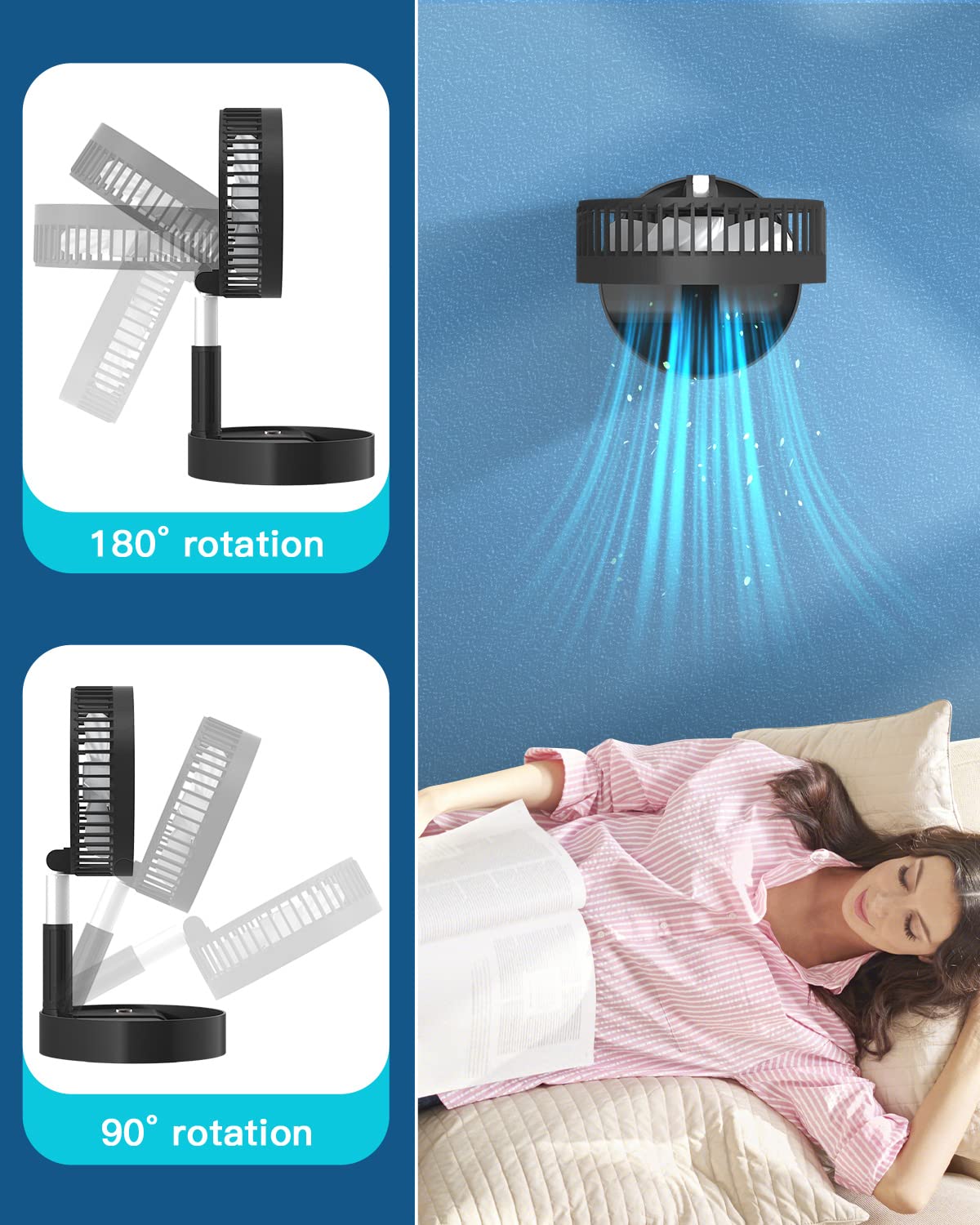 Foto 6 pulgar | Ventilador De Pie Aicase, Plegable, Portátil, Telescópico Con Batería Recargable - Venta Internacional.