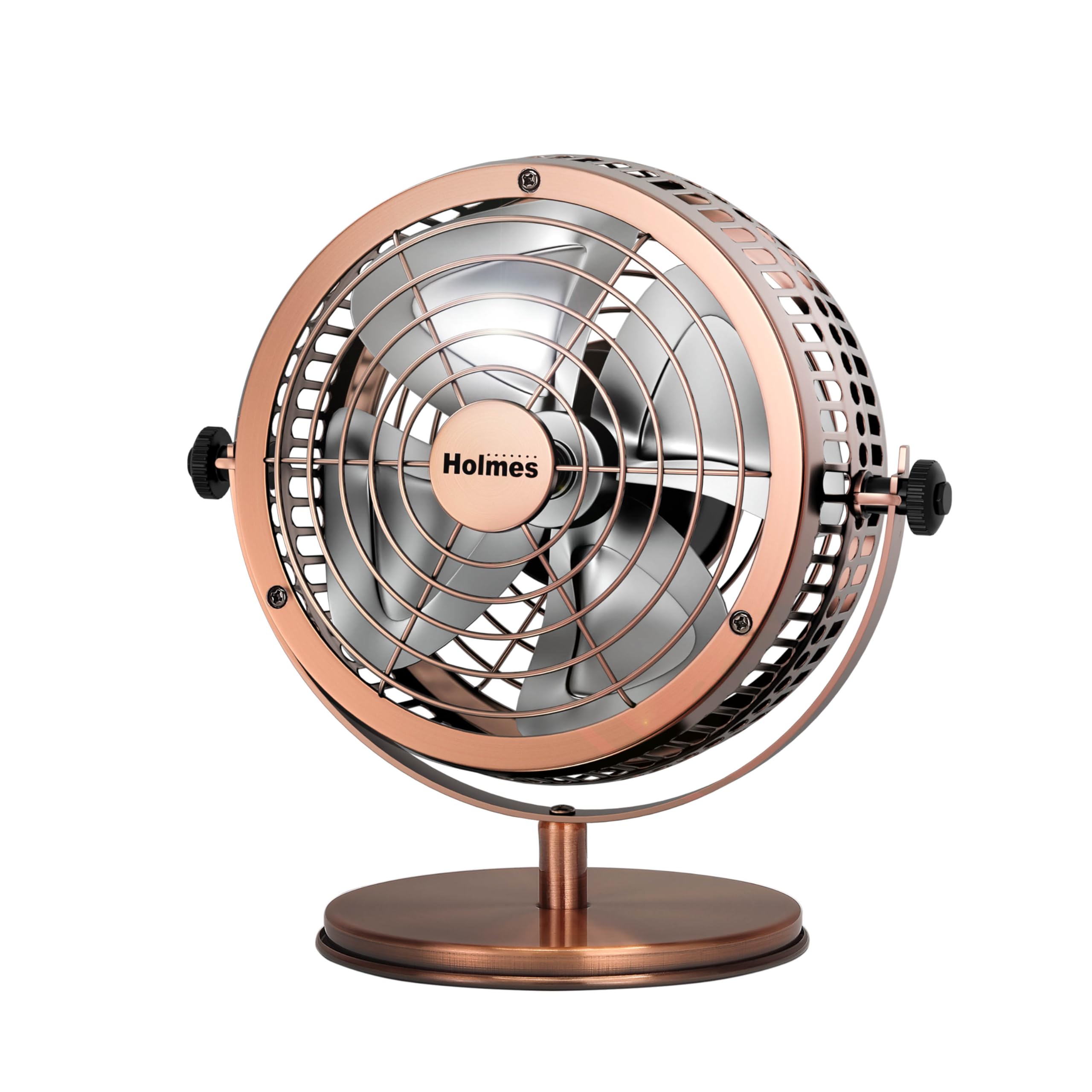 Ventilador De Mesa Holmes 6 Heritage, 2 Velocidades Y 4 Aspas, Cobre Cepillado - Venta Internacional.
