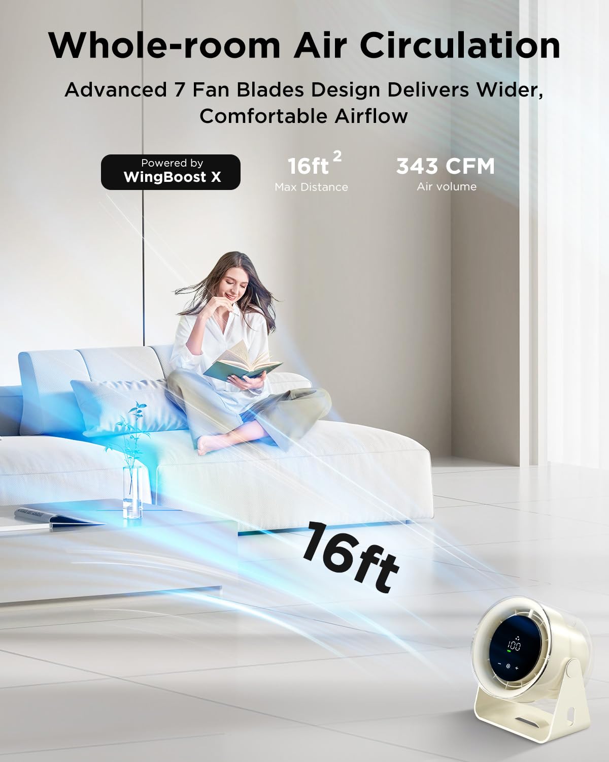 Foto 4 pulgar | Ventilador de Escritorio Easyacc Alimentado por Batería de 100 Velocidades con Pantalla - Venta Internacional