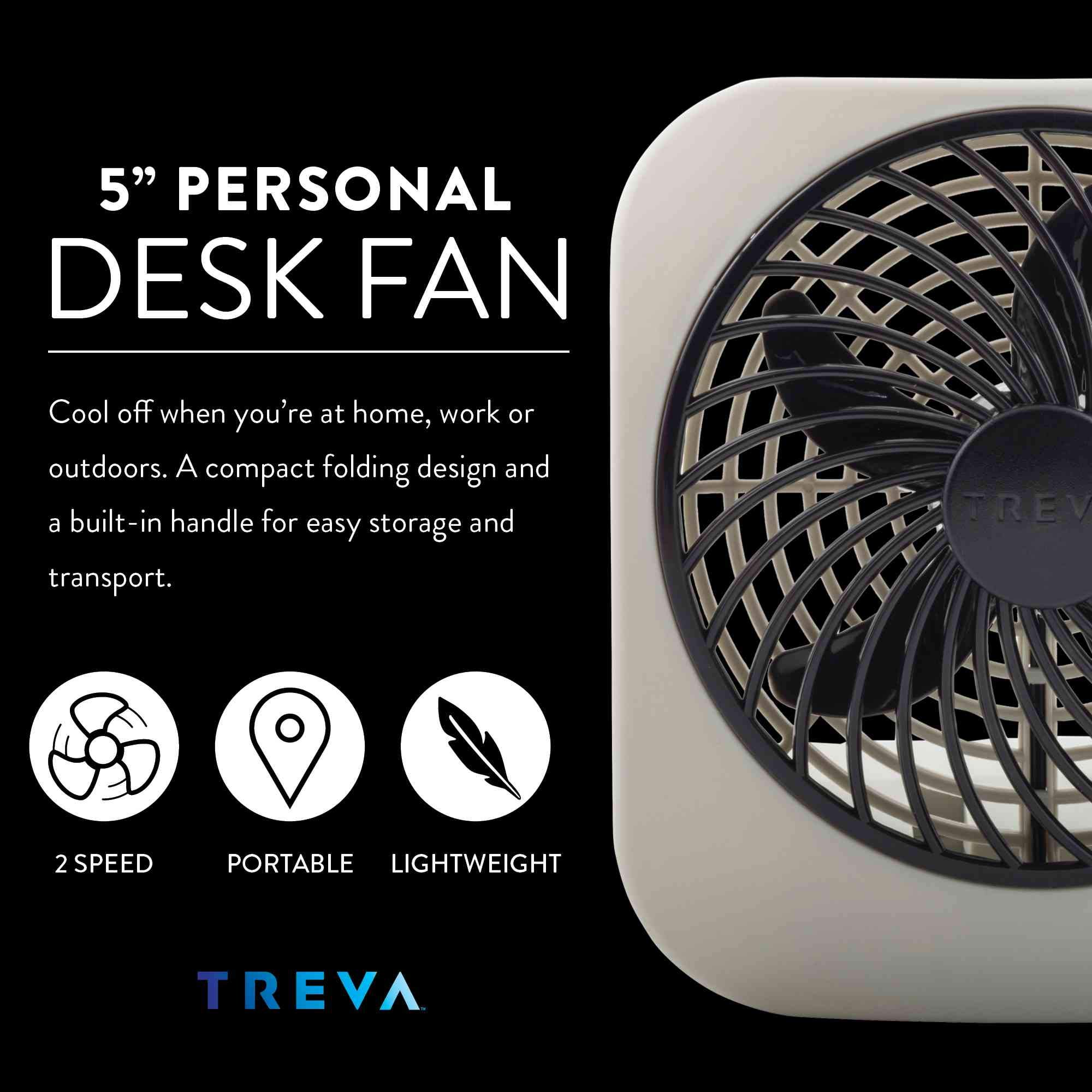 Foto 3 pulgar | Ventilador A Batería O2cool Treva De 5 Pulgadas, 2 Velocidades, 2 Unidades, Color Gris - Venta Internacional.