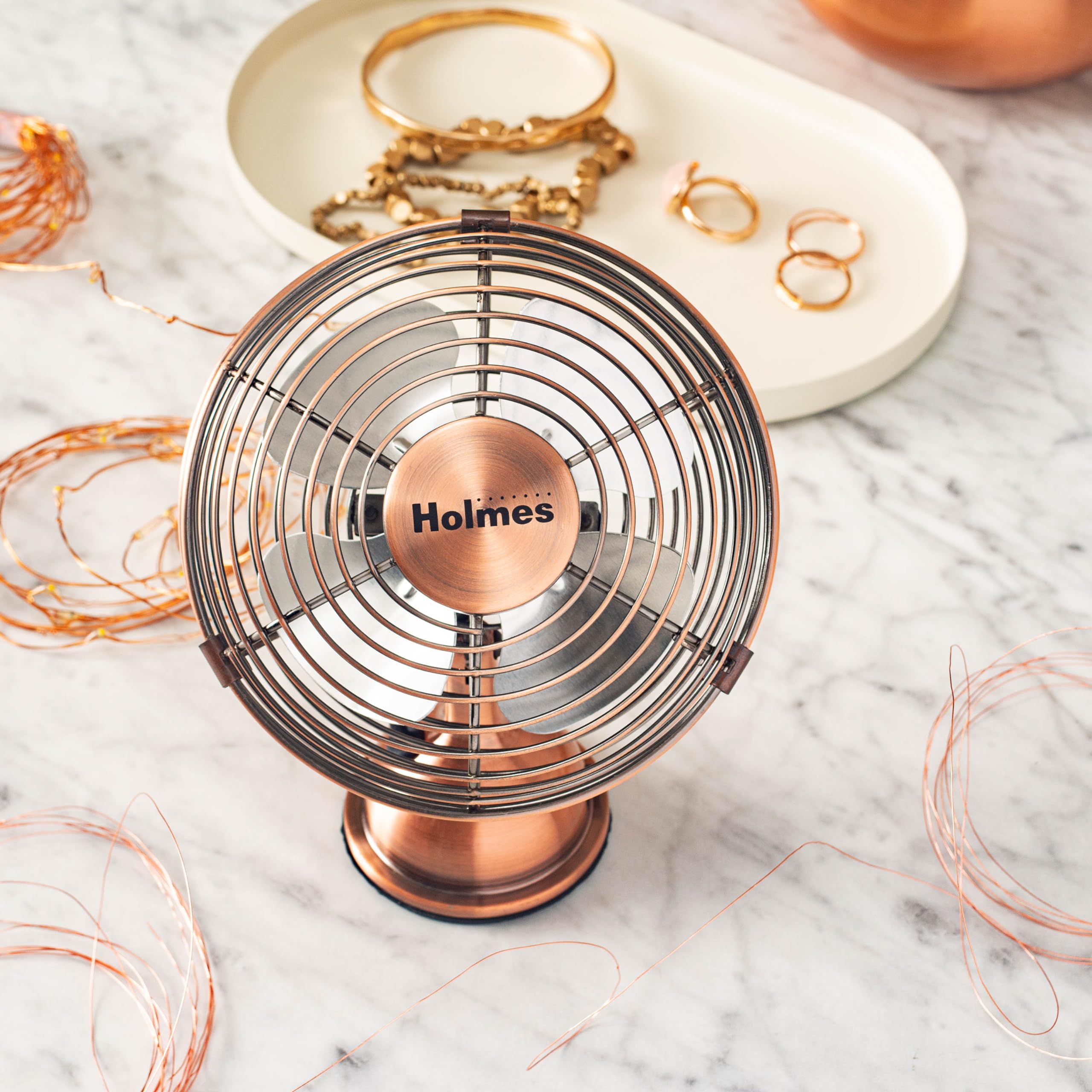 Foto 2 | Ventilador De Escritorio Holmes 4 Mini Heritage Con Alimentación Usb Vintage Copper - Venta Internacional.