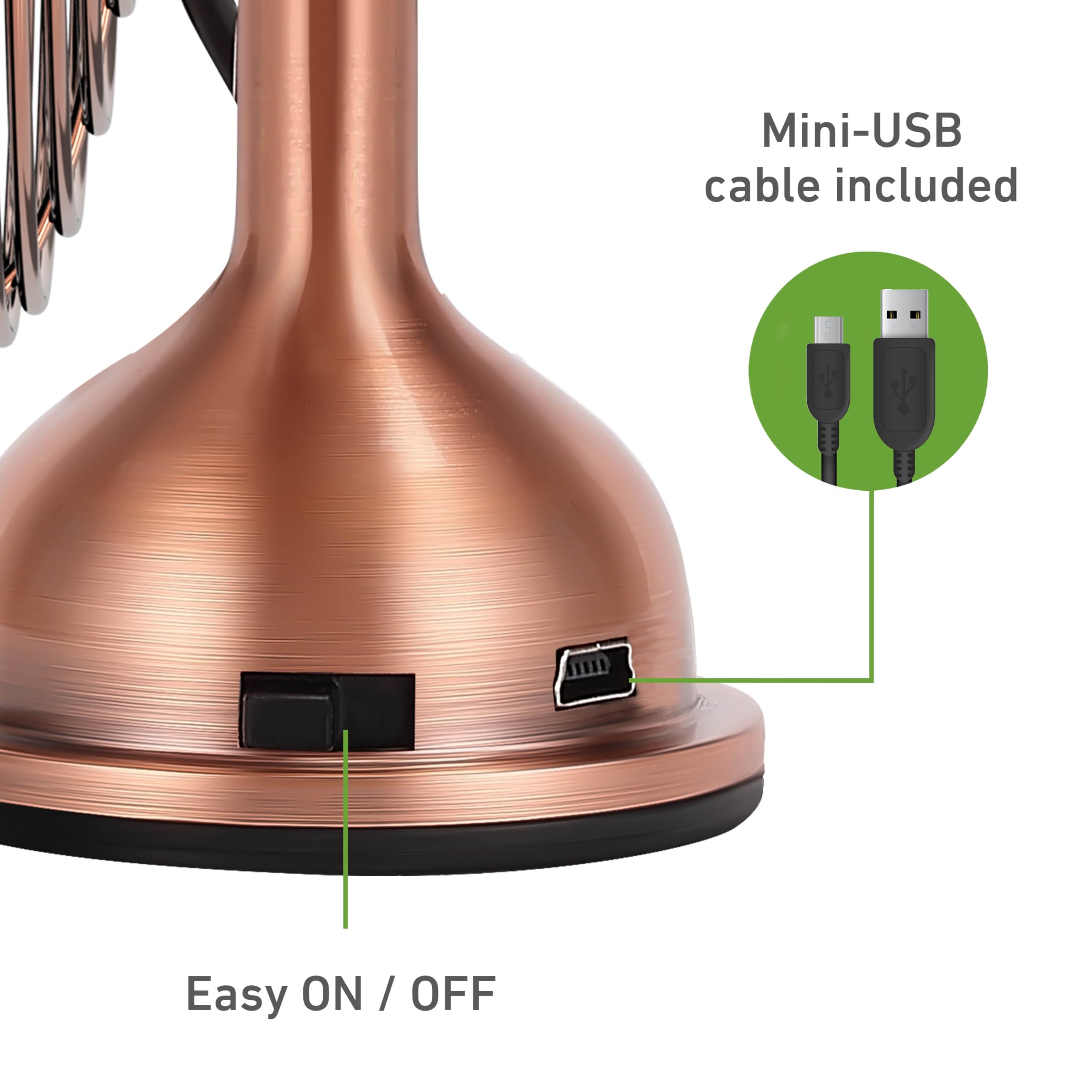 Foto 4 pulgar | Ventilador De Escritorio Holmes 4 Mini Heritage Con Alimentación Usb Vintage Copper - Venta Internacional.