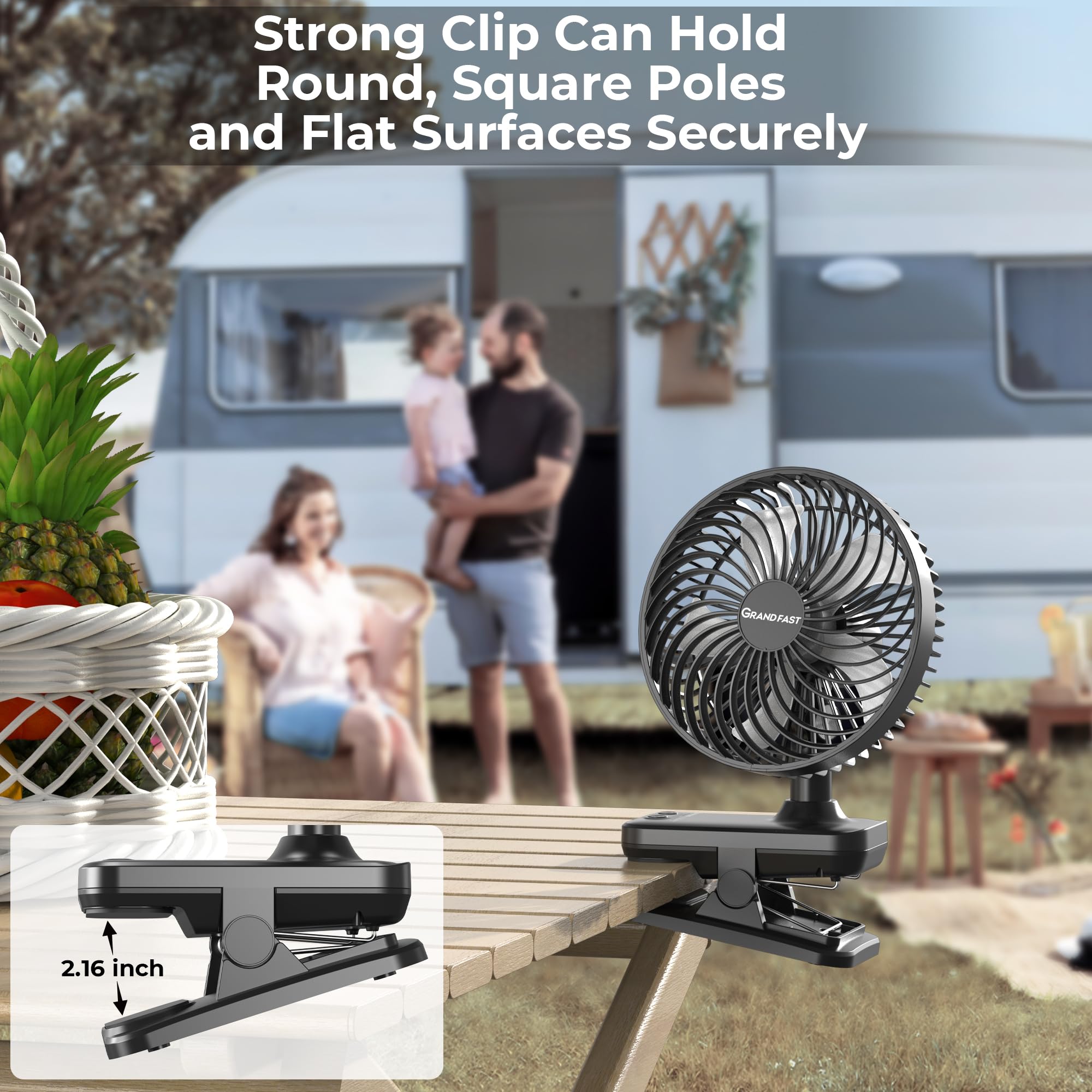 Foto 5 pulgar | Ventilador Con Clip Grandfast De 10000 Mah Con 42 Horas De Funcionamiento Y 4 Velocidades - Venta Internacional.