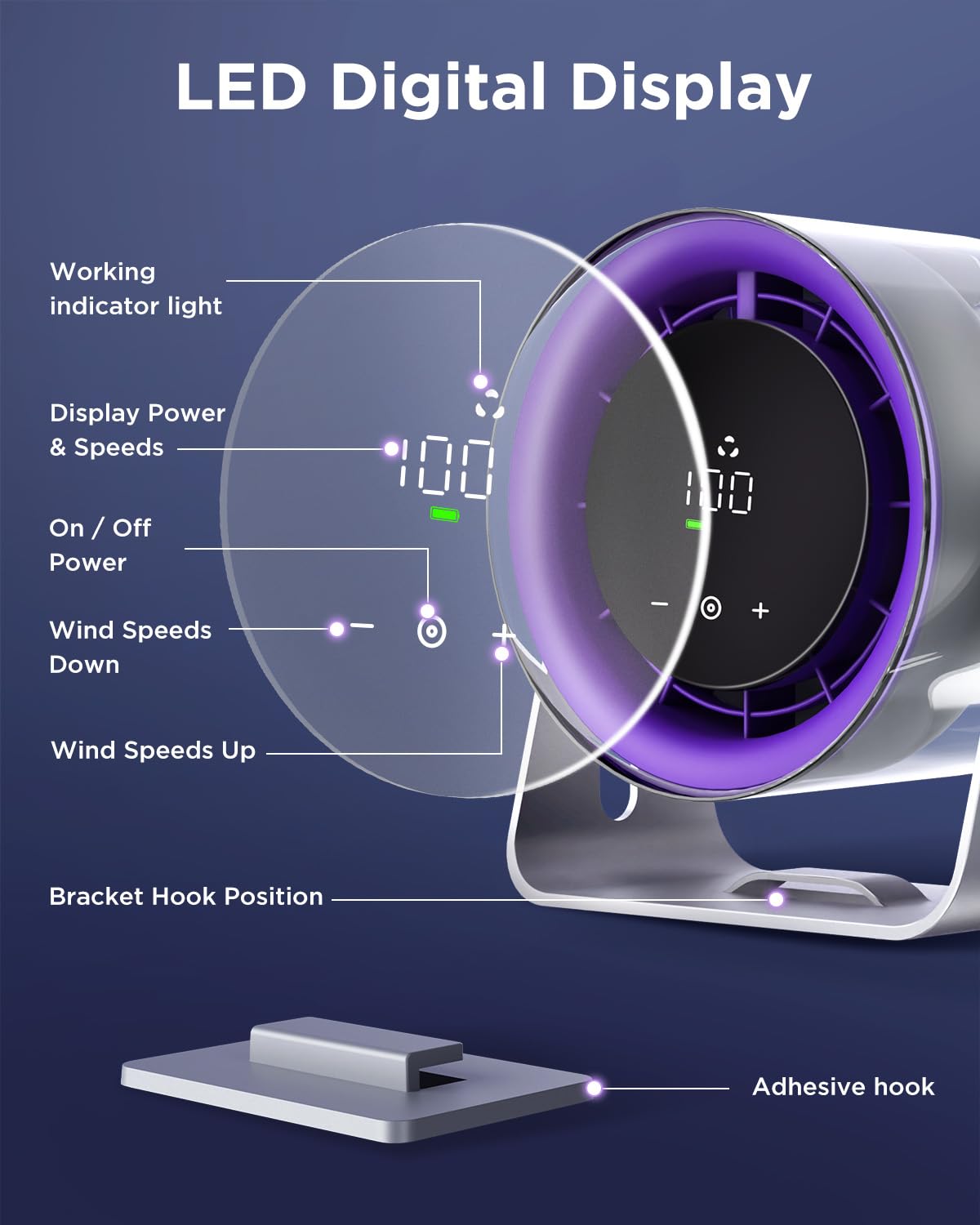 Foto 4 pulgar | Ventilador de Escritorio EasyAcc con Pantalla-Venta Internacional