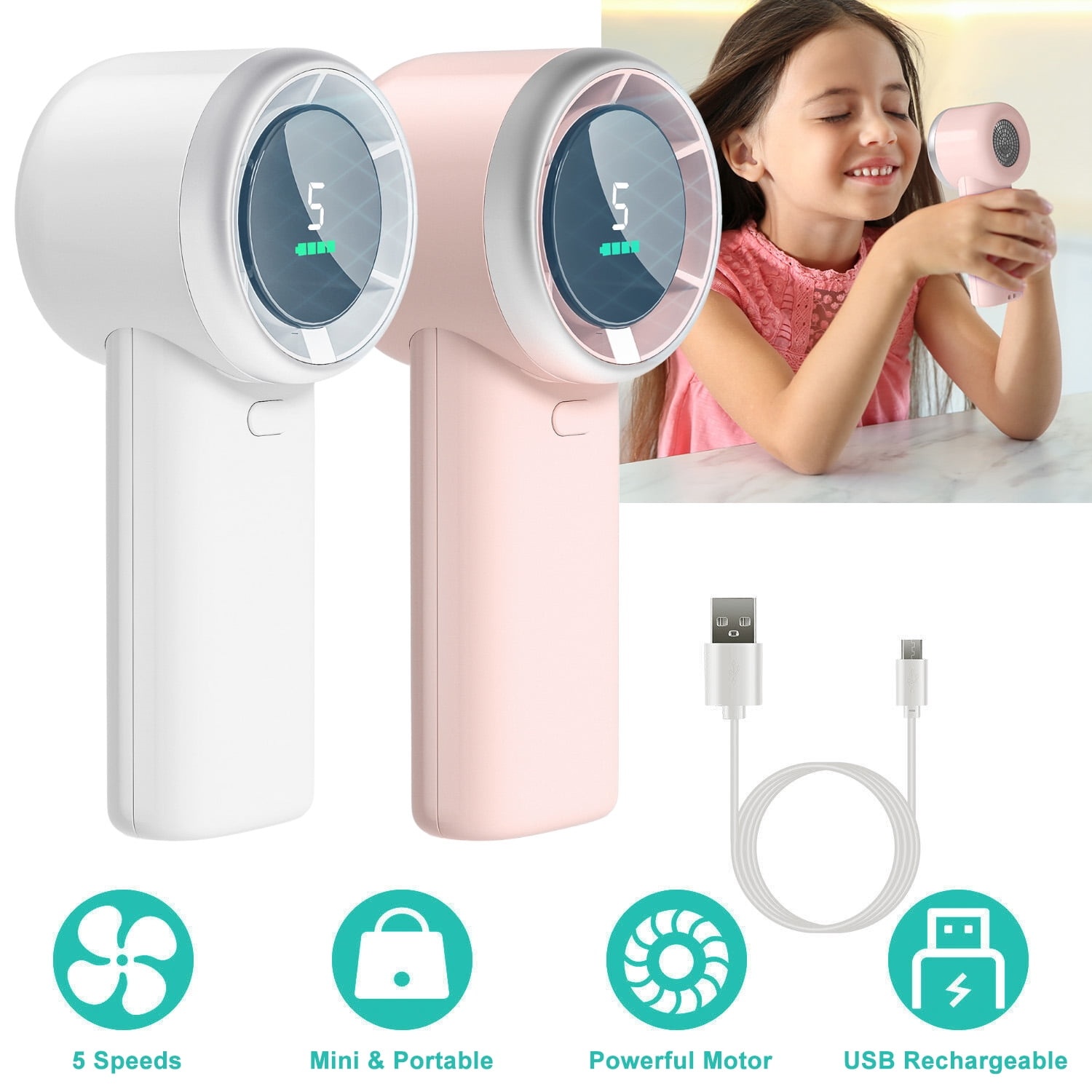 Foto 3 pulgar | Miniventilador Whataken Con Carga Ajustable Portátil Para Exteriores - Whi - Venta Internacional.