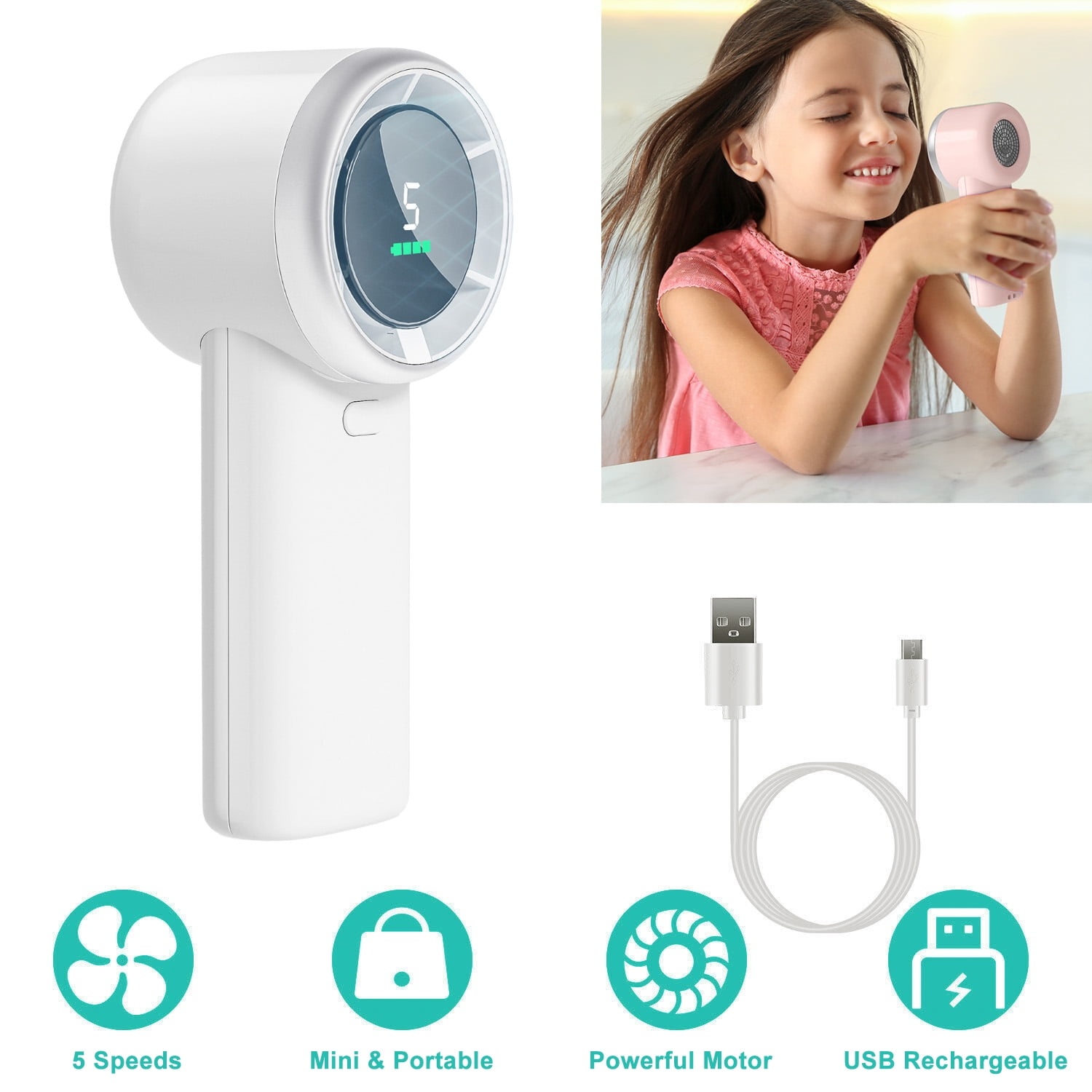 Foto 4 pulgar | Miniventilador Whataken Con Carga Ajustable Portátil Para Exteriores - Whi - Venta Internacional.