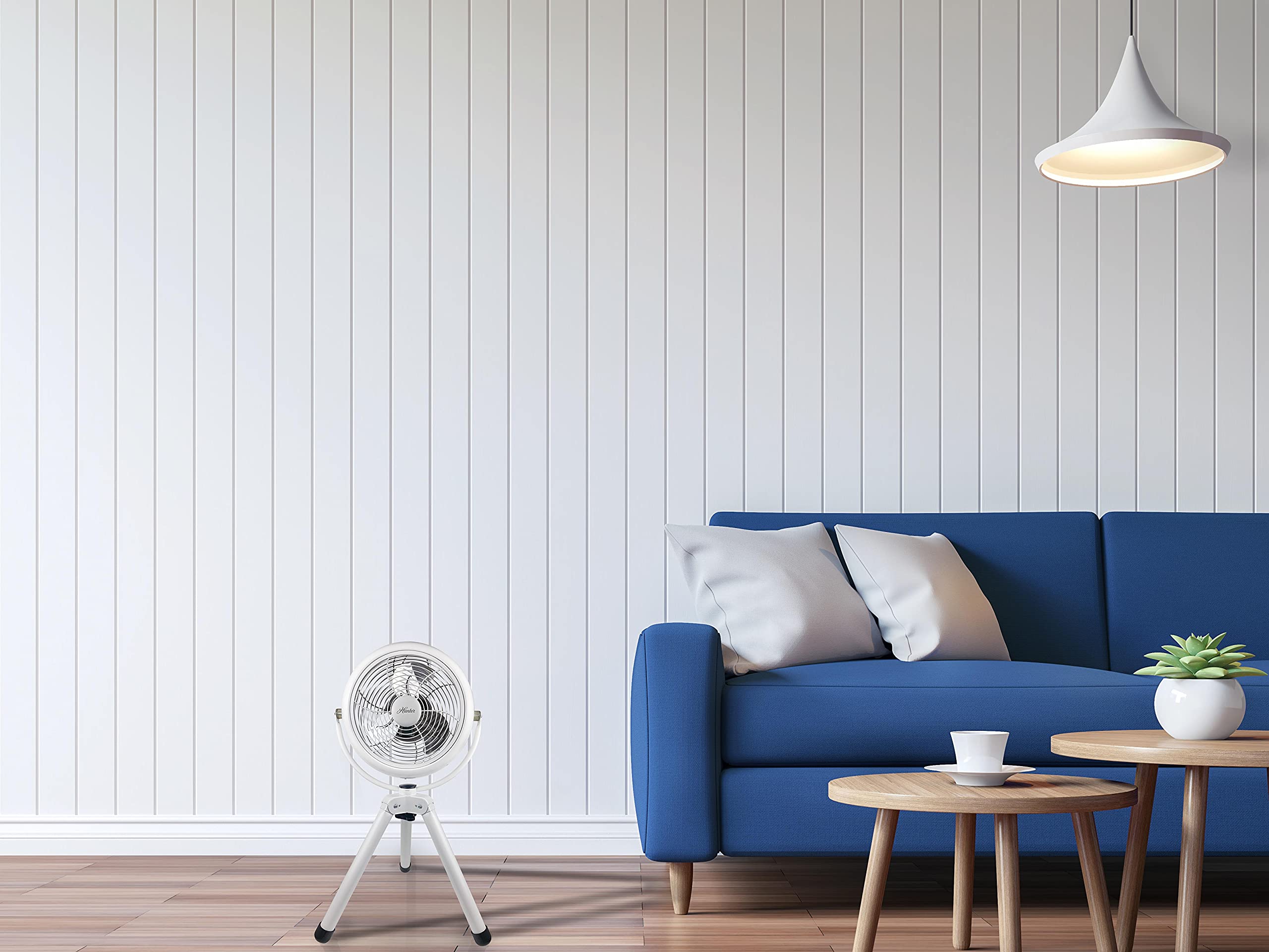 Foto 6 | Trípode Retro Table Fan Hunter 90626-whz, Totalmente Metálico, Blanco - Venta Internacional.