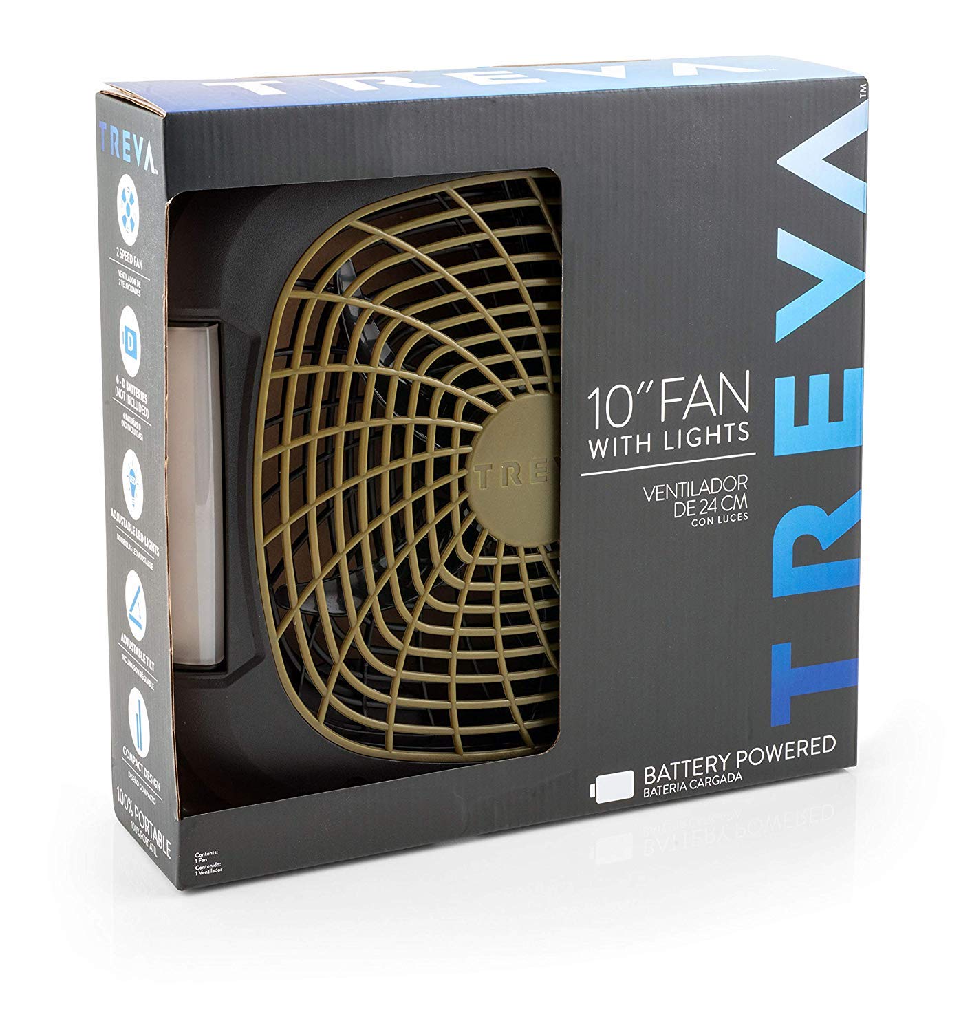 Foto 3 pulgar | Ventilador Portátil O2cool Treva De 25 Cm Con Luces Led Y Batería De 2 Velocidades - Venta Internacional.