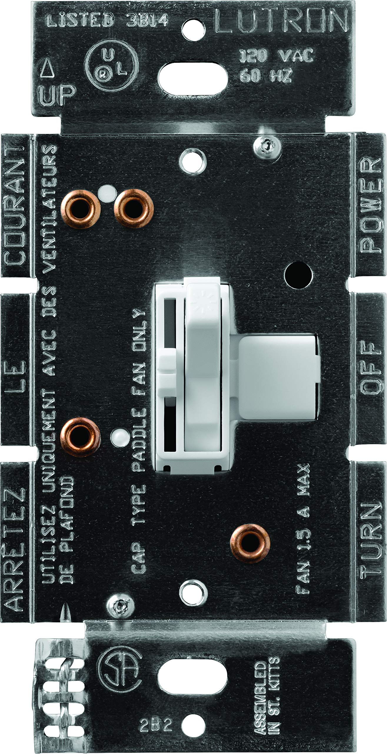 Foto 2 pulgar | Control De Ventilador Lutron Toggler, 3 Velocidades, 1,5 A, Unipolar Y 3 Vías - Venta Internacional.