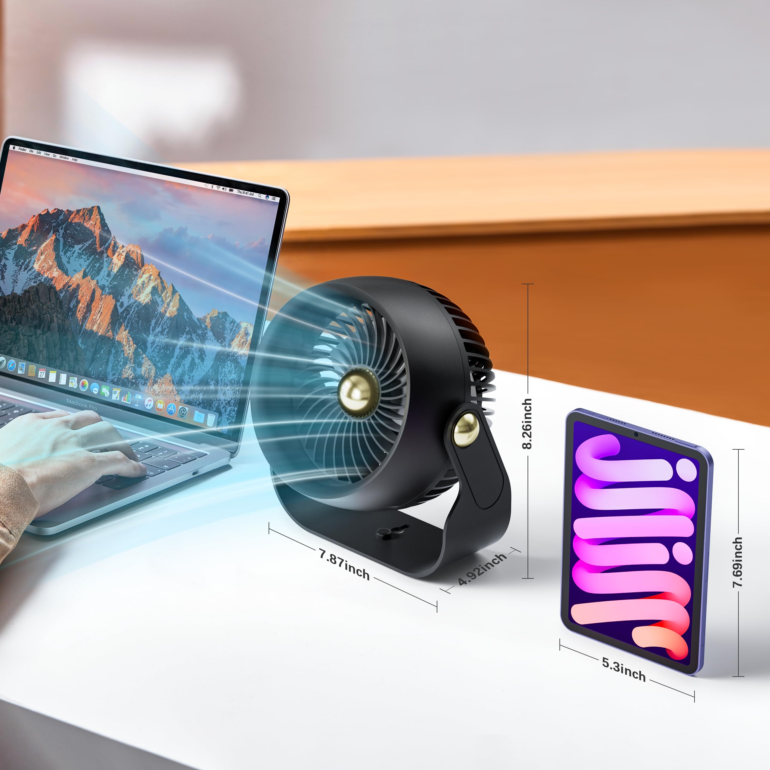 Foto 6 | Ventilador De Escritorio Civpower, De Circulación De Aire Recargable, 6000 Mah, Negro - Venta Internacional.