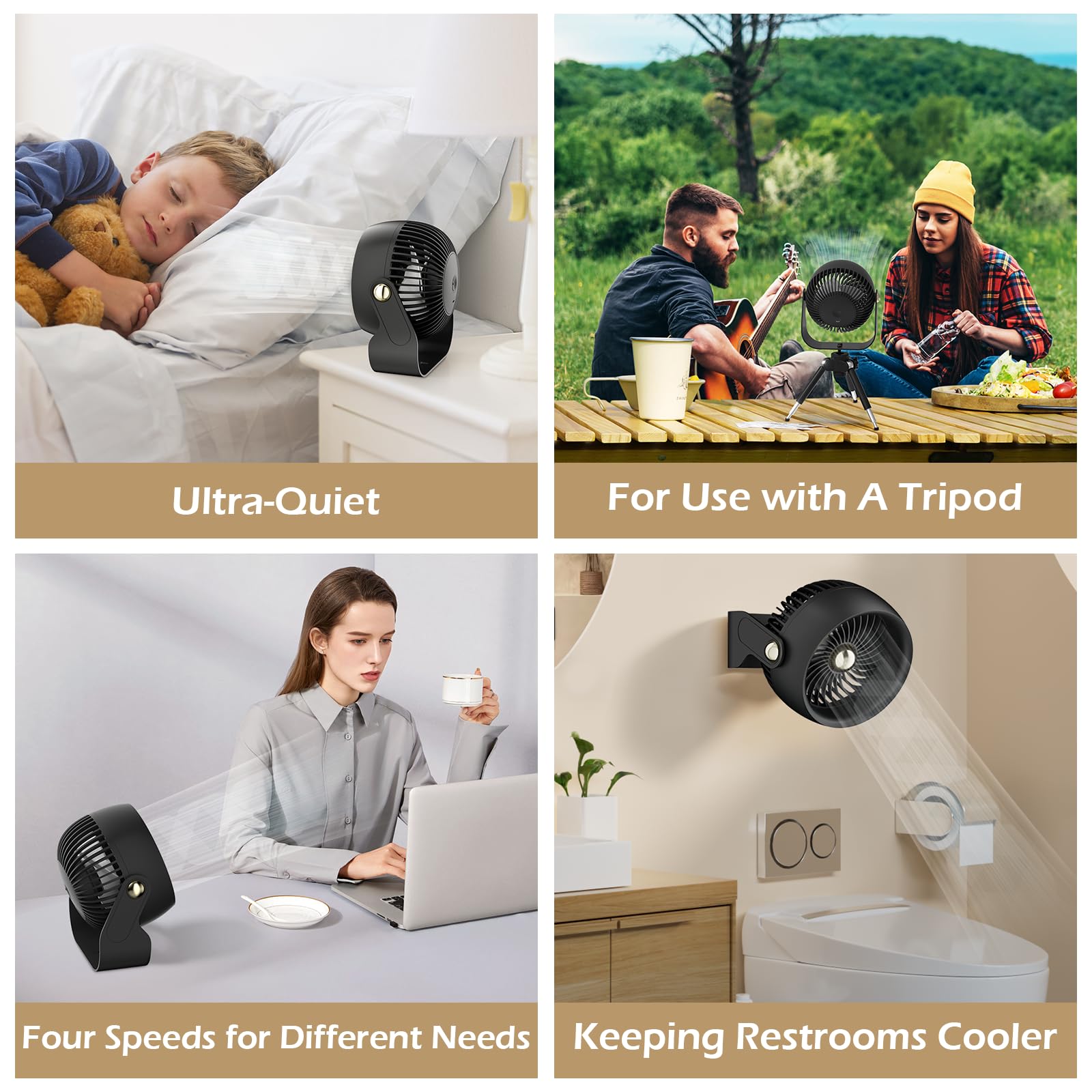 Foto 7 | Ventilador De Escritorio Civpower, De Circulación De Aire Recargable, 6000 Mah, Negro - Venta Internacional.
