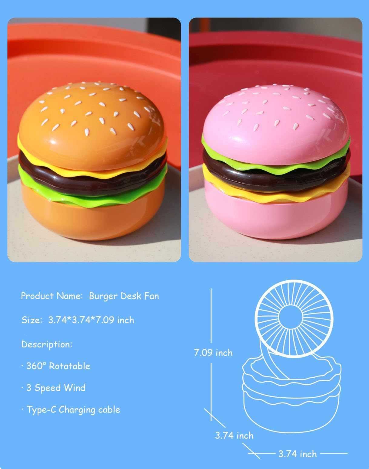 Foto 3 pulgar | Ventilador De Escritorio Portátil Mini Con Espejo, 3 Velocidades, Rotación De 360°, Marrón - Venta Internacional.