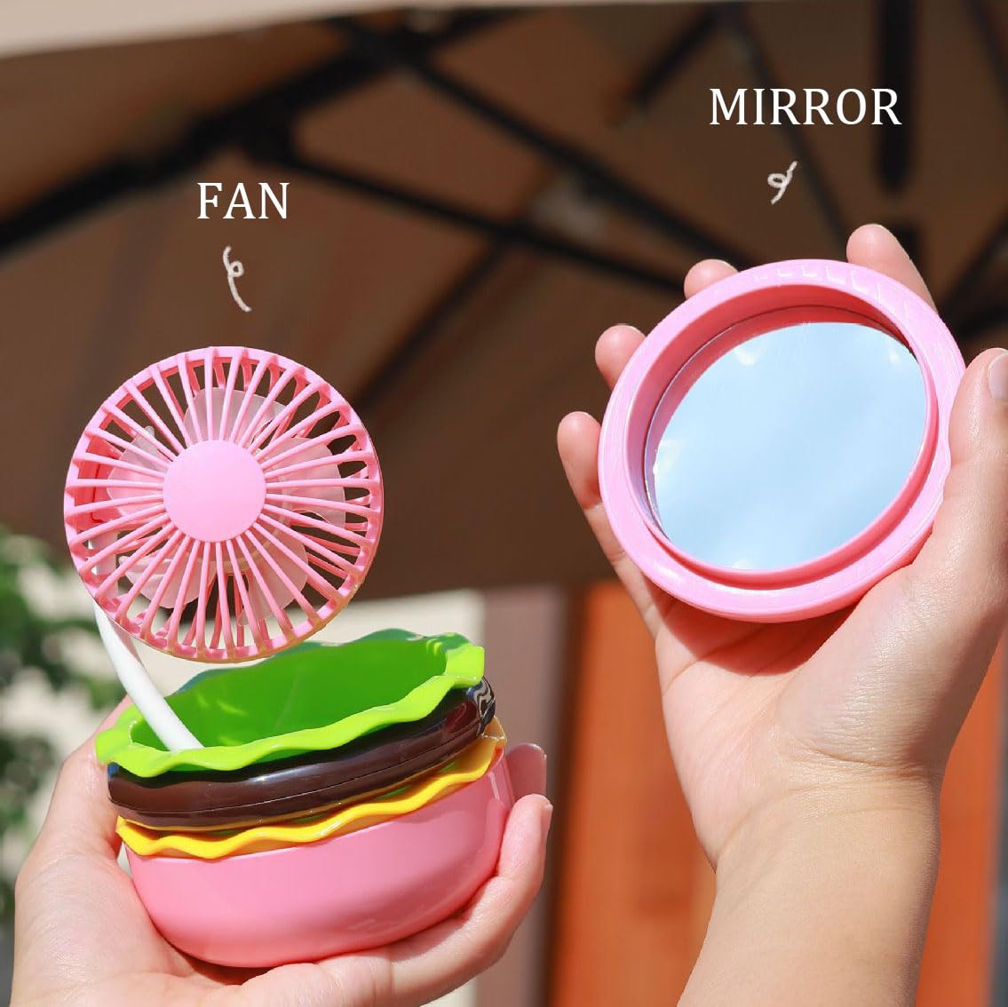 Foto 6 pulgar | Ventilador De Escritorio Portátil Mini Con Espejo, 3 Velocidades, Rotación De 360°, Marrón - Venta Internacional.
