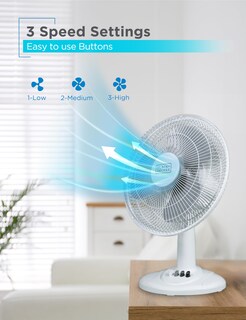Foto 4 | Ventilador De Escritorio Black+decker De 12 Pulgadas Con 3 Ajustes De Velocidad, Blanco - Venta Internacional.