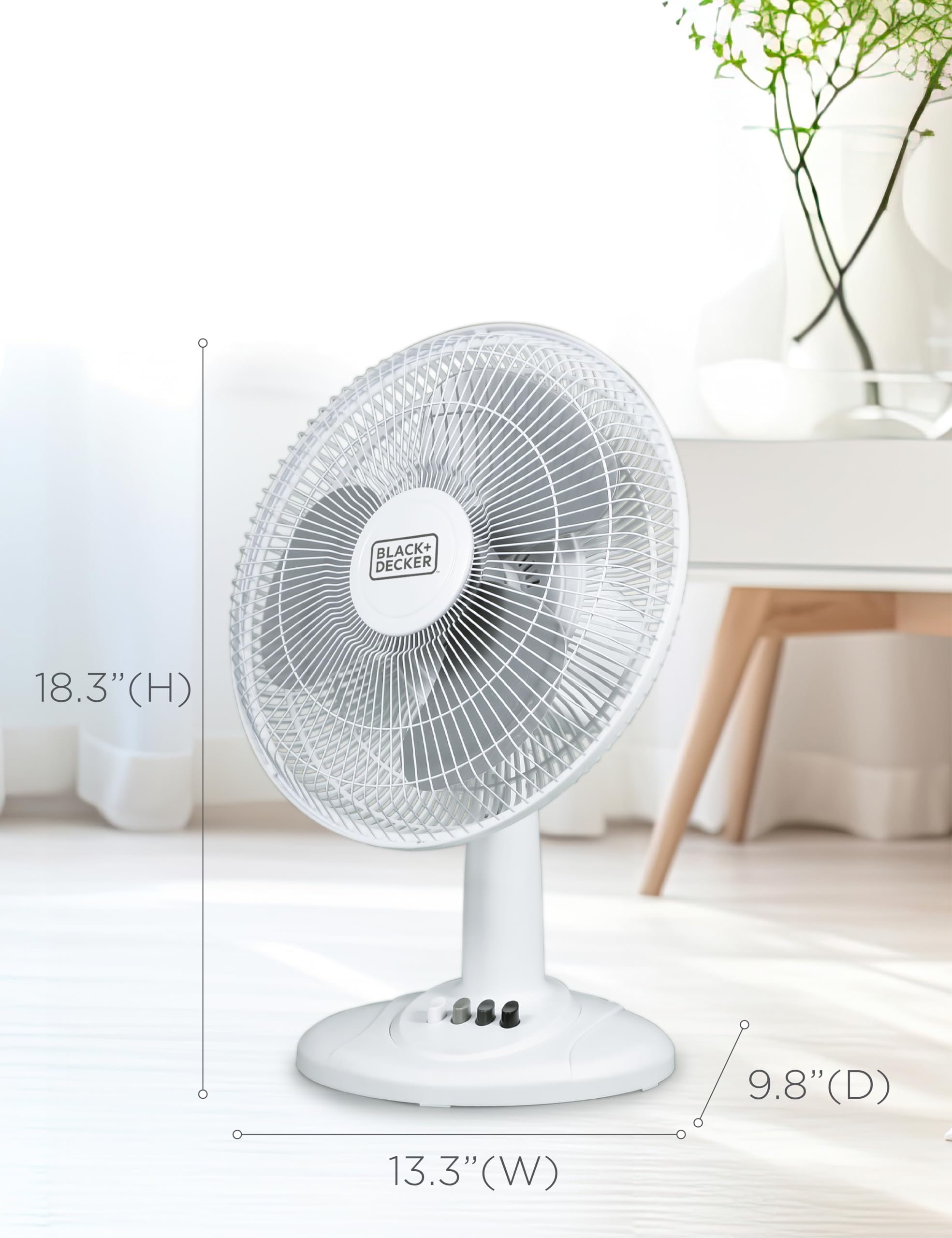 Foto 8 pulgar | Ventilador De Escritorio Black+decker De 12 Pulgadas Con 3 Ajustes De Velocidad, Blanco - Venta Internacional.