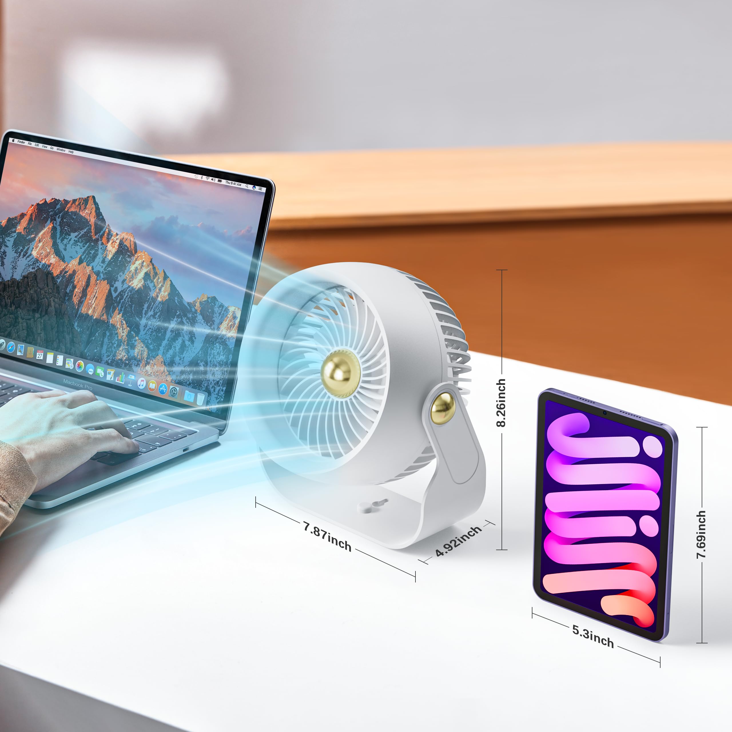 Foto 7 pulgar | Ventilador De Escritorio Civpower, De Circulación De Aire Recargable, 6000 Mah, Blanco - Venta Internacional.