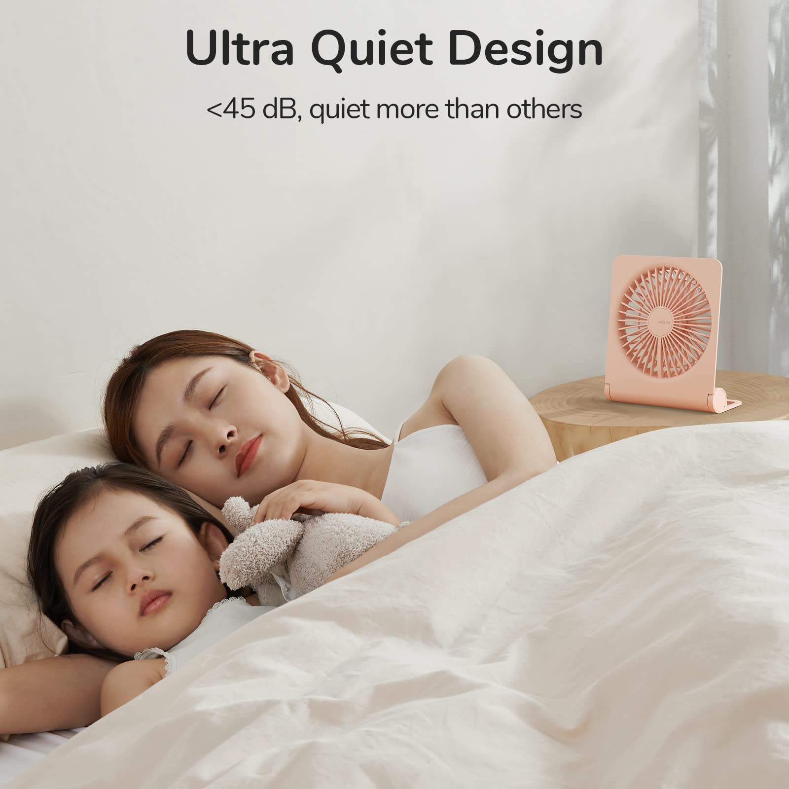 Foto 4 | Ventilador De Escritorio Jisulife, Pequeño, Portátil, Recargable Por Usb, 4500 Mah, Rosa - Venta Internacional.