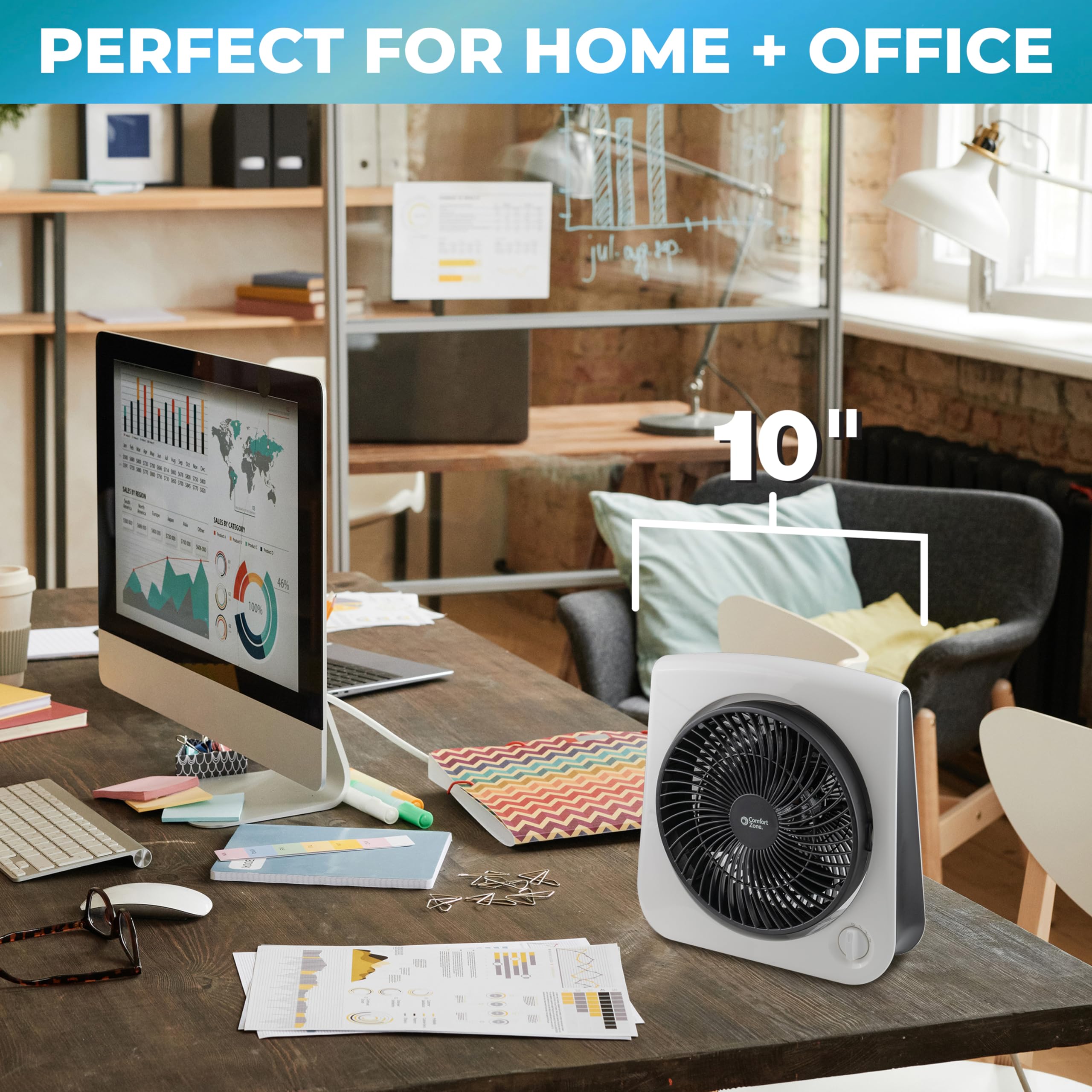Foto 6 pulgar | Ventilador de Mesa Comfort Zone Turbo 25 Cm 3 Velocidades Blanco - Venta Internacional