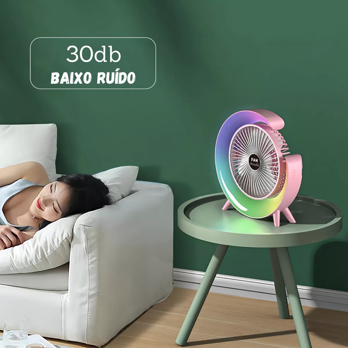 Foto 2 | Paquete 2x1 Ventilador De Mesa Con Lámpara Rgb Portátil Potente Estructura 23 Cm
