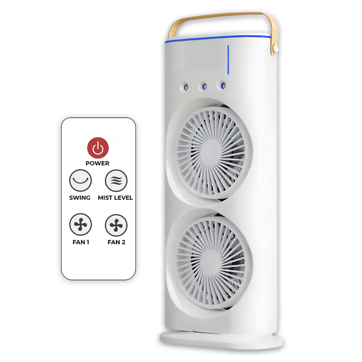 Foto 2 pulgar | Ventilador de Torre Doble con Efecto Humidificador Enfriador Con Base Giratoria Y Control Remoto Elegate