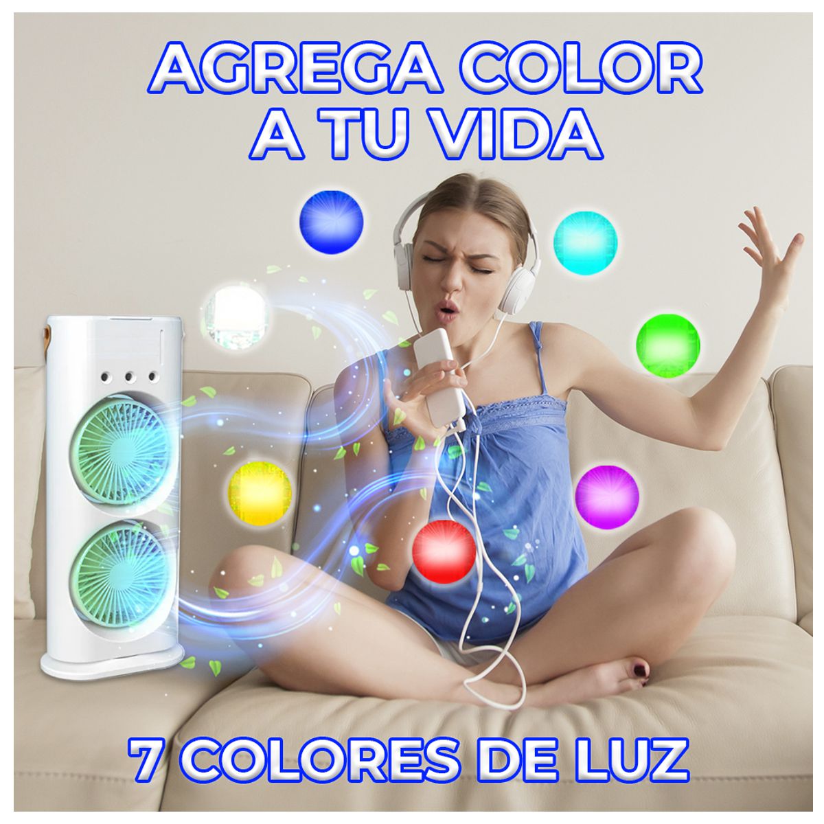 Foto 3 | Ventilador de Torre Doble con Efecto Humidificador Enfriador Con Base Giratoria Y Control Remoto Elegate