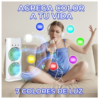 Foto 3 | Ventilador de Torre Doble con Efecto Humidificador Enfriador Con Base Giratoria Y Control Remoto Elegate