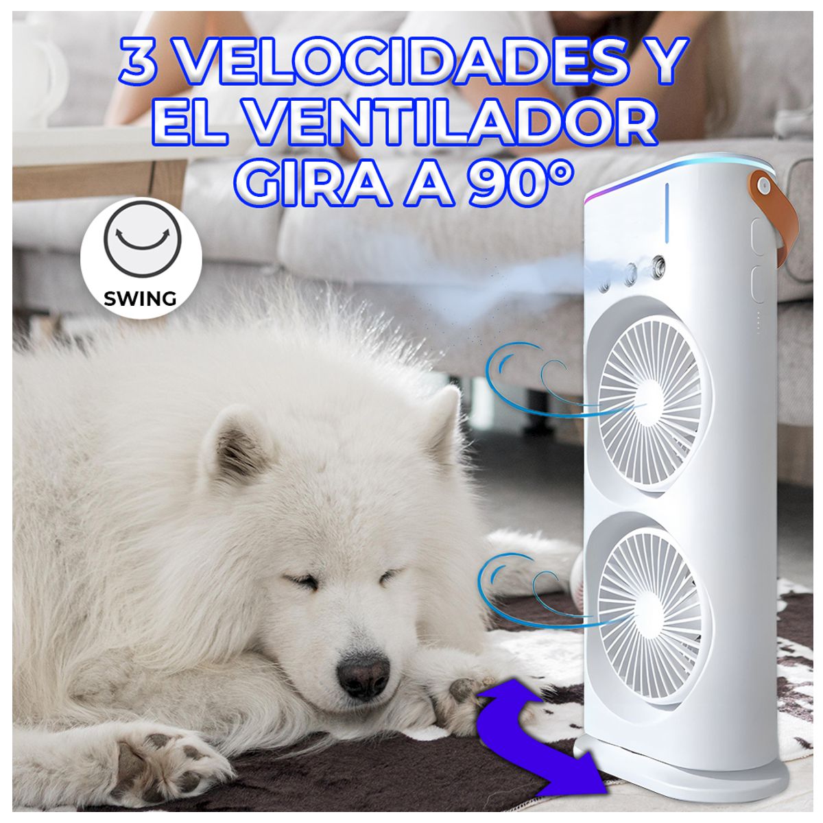 Foto 7 pulgar | Ventilador de Torre Doble con Efecto Humidificador Enfriador Con Base Giratoria Y Control Remoto Elegate