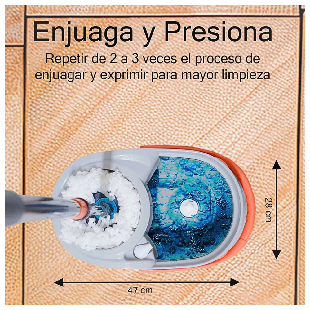 Foto 7 pulgar | Trapeador con Drenaje Escurridor Pedal Microfibra y Cubeta