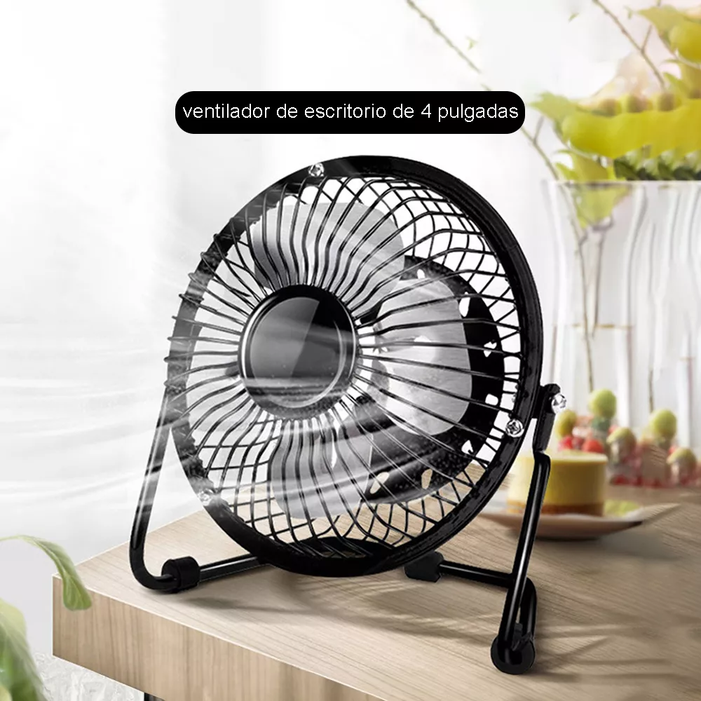 Foto 3 pulgar | Ventilador De Escritorio Mini Metálico Usb Portátil Oficina Color Negro
