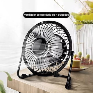 Foto 2 | Ventilador De Escritorio Mini Metálico Usb Portátil Oficina Color Negro