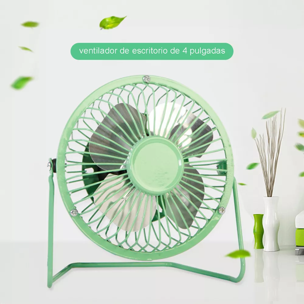 Foto 3 pulgar | Ventilador De Escritorio Mini Metálico Usb Portátil Oficina Color Verde