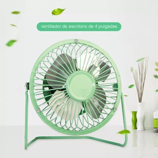 Foto 2 | Ventilador De Escritorio Mini Metálico Usb Portátil Oficina Color Verde