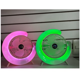 Foto 3 | 7 Colores 3 De Velocidad Recargable Lámpara Mini Ventilador Estructura Rosa Aspas Blanco Diámetro 6 Material
