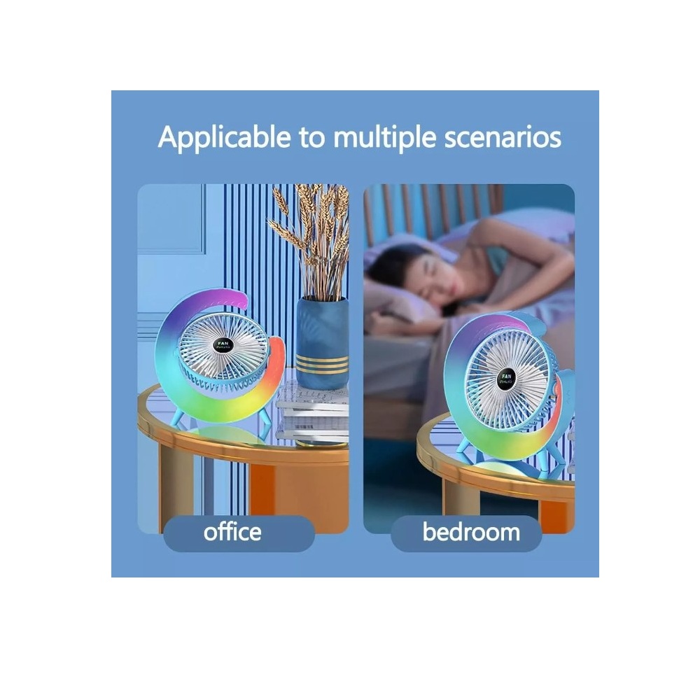 Foto 7 | 7 Colores 3 De Velocidad Recargable Lámpara Mini Ventilador Estructura Rosa Aspas Blanco Diámetro 6 Material