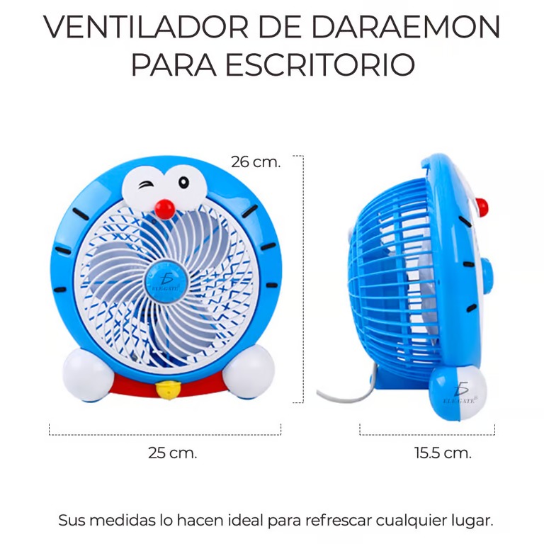 Foto 4 pulgar | Ventilador de Escritorio 3 Velocidades con Diseño de Doraemon