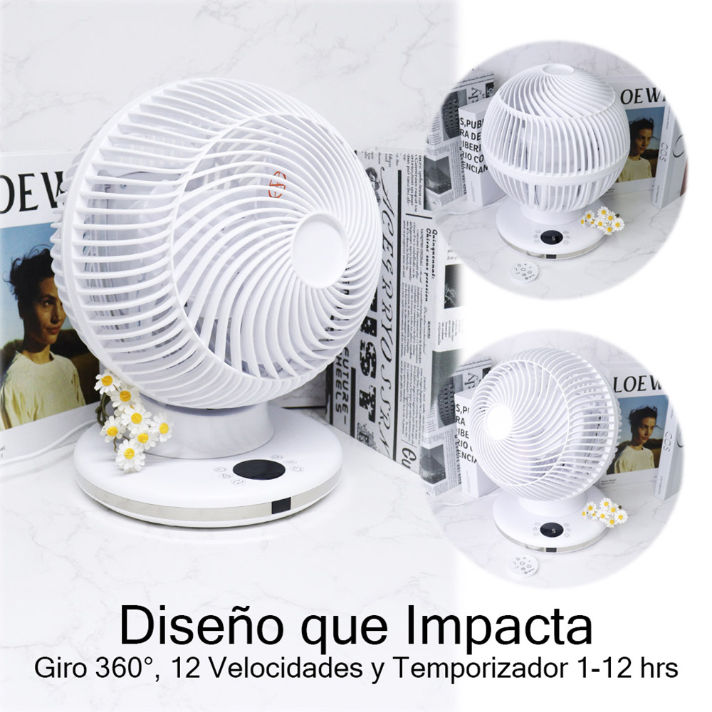 Foto 3 pulgar | Ventilador Redondo Oscilatorio 12 Velocidades Control Remoto