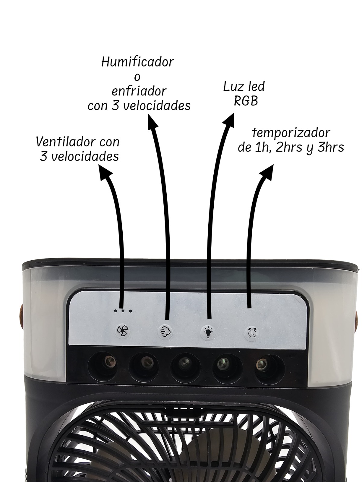 Foto 3 pulgar | Ventilador Con Humificador Negro