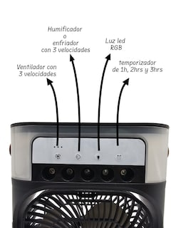 Foto 2 | Ventilador Con Humificador Negro