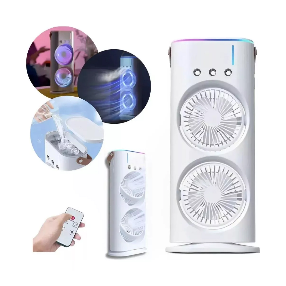 Foto 1 | Ventilador Portátil 3 Velocidades Dual Oscilante Co Difusor De Agua