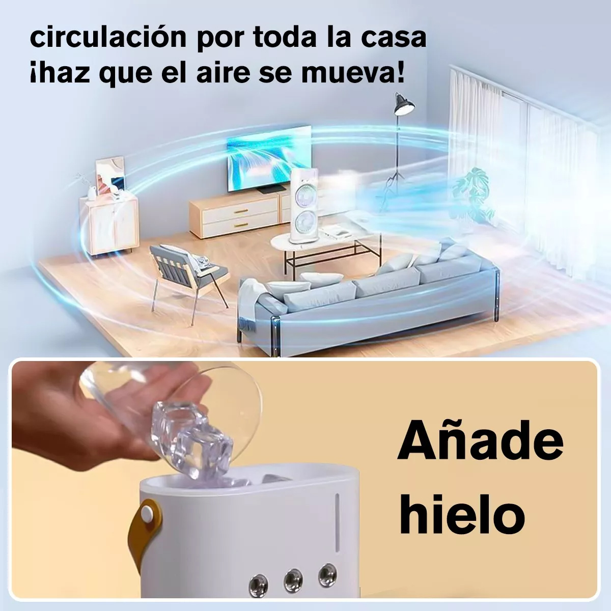 Foto 4 pulgar | Ventilador Portátil 3 Velocidades Dual Oscilante Co Difusor De Agua