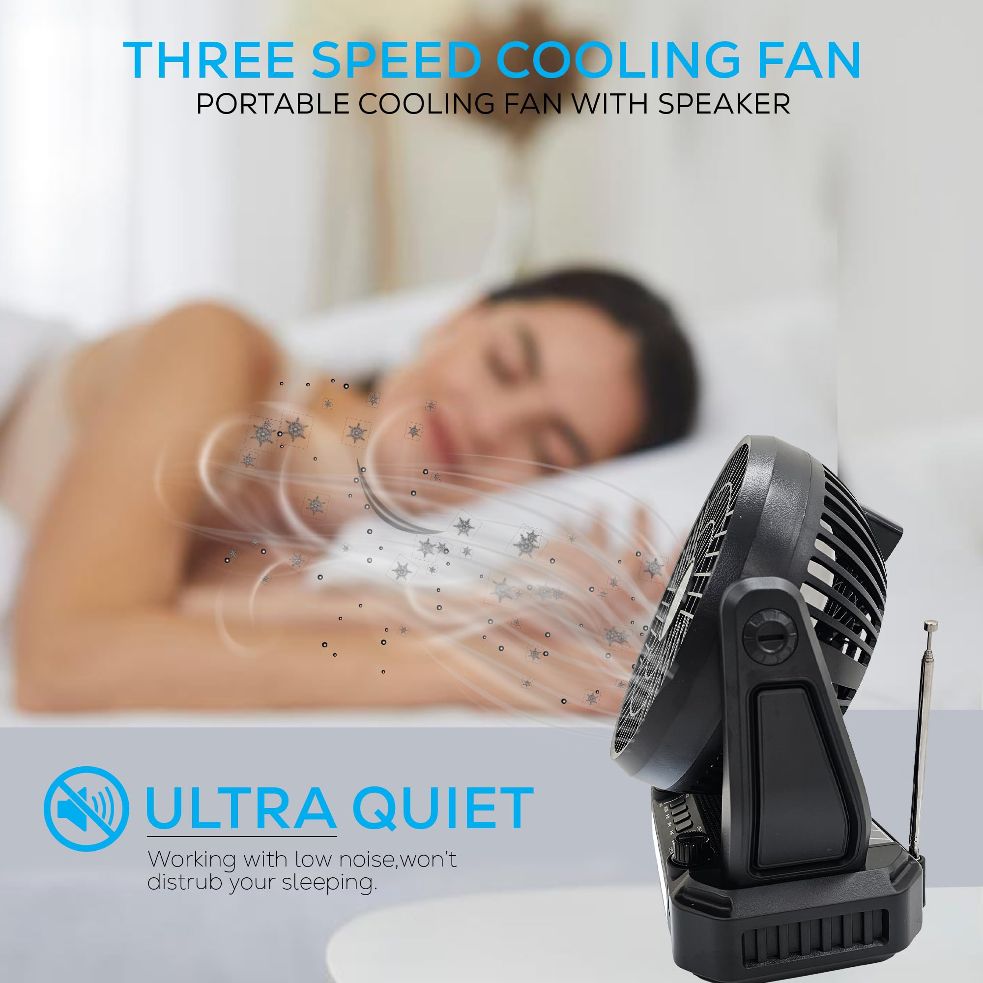Foto 4 pulgar | Luz De Radio Con Altavoz Portátil Con Ventilador Y Gancho Audiobox Rxf-40 - Venta Internacional.