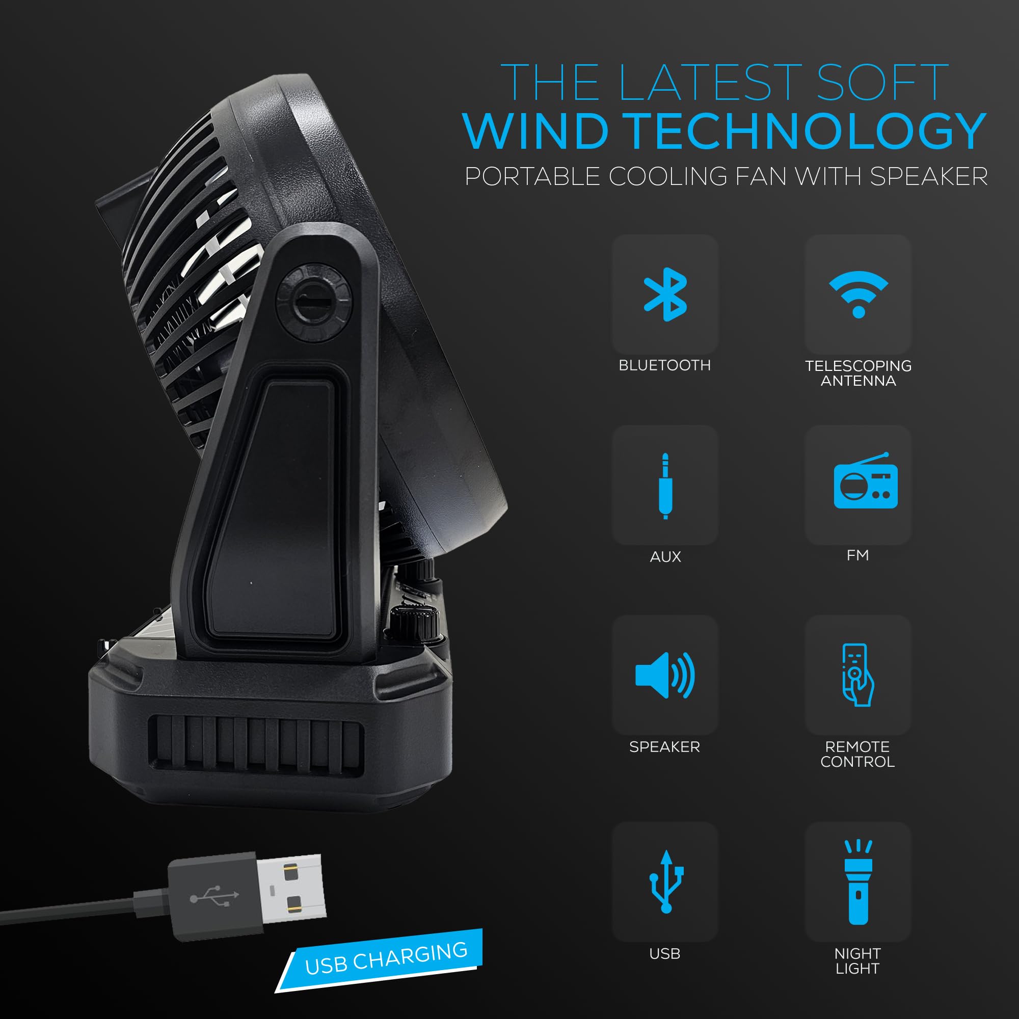 Foto 7 pulgar | Luz De Radio Con Altavoz Portátil Con Ventilador Y Gancho Audiobox Rxf-40 - Venta Internacional.