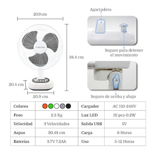 Foto 2 | Ventilador Recargable Portátil Solar